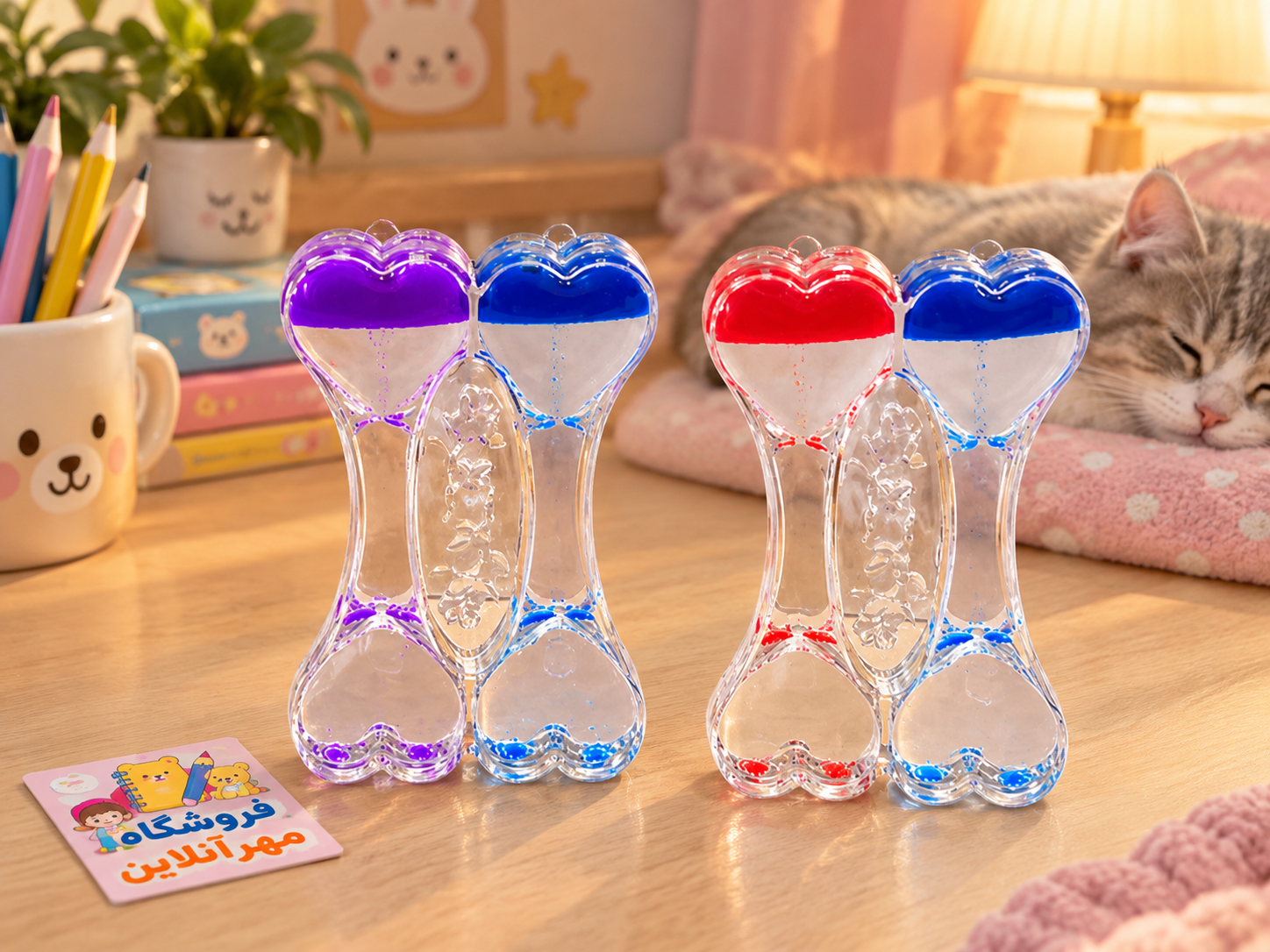 ساعت شنی ژله ای طرح قلب بهم چشبیده